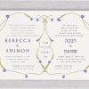 Introducing our Floral Wedding Rings Evite Paperless Jewish Invitations, featuring two circular etched floral rings, each showcasing your wedding details in both Hebrew and English. The rings are elegantly adorned with lavender flowers, delicately framing your details. Your names are highlighted in a modern, elegant font, reflecting your sophisticated style. At the center of this Evite digital paperless Jewish wedding invitation, the cherished phrase “I am my beloved’s and my beloved is mine” is beautifully written in Hebrew, adding a heartfelt touch to your invitation.