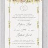 his watercolor Chuppah, bathed in shades of delicate greenery, forms the heart of this enchanting design. At its core, the cherished verse, “I am my beloved’s and my beloved is mine,” is gracefully displayed in both Hebrew and English, encircled by the timeless symbolism of wedding rings beneath the Chuppah. The names of the bride and groom, beautifully presented in both languages, adorn the invitation, transforming it into a true masterpiece of elegance and sophistication.