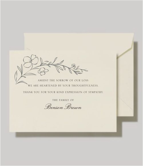 Leaf of Comfort Sympathy Cards offer a heartfelt way to express your gratitude to family and friends for their support during a difficult time. Designed with a clean, calming aesthetic, each card features a delicate leaf motif—a quiet symbol of peace, remembrance, and unity. Printed on luxurious 130lb cardstock, these elegant cards provide ample space for a personal message or a simple signature. Thoughtful and timeless, they offer a meaningful way to honor your loved ones’ kindness and support.
