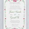 The Pomegranate Bloom Jewish Wedding Invitation beautifully blends tradition with botanical elegance. Hand-painted floral vines gracefully frame the design, crowned by a pair of ripe pomegranates—timeless symbols of love, abundance, and blessing in Jewish tradition. Delicate watercolor florals entwine with the pomegranate branches, creating a romantic and meaningful motif. At the heart of the design is the beloved verse from Song of Songs 3:4—