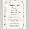 Celebrate a life well lived with the Rosy Garden Funeral Invitation — a beautifully crafted design that blends soft peach roses and lush green leaves in a clean, elegant layout. Delicate botanical accents frame the invitation, offering a serene and heartfelt tribute. The design includes the loved one’s full name, lifespan, and all the details for the celebration of life ceremony.