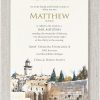 Celebrate this sacred milestone with a beautifully designed Bar Mitzvah invitation inspired by the holiest site in Judaism — the Kotel HaMa’aravi (Western Wall) in Jerusalem. This meaningful design features a vibrant artistic depiction of the Western Wall, where generations have gathered to pray, reflect, and celebrate. Symbolizing peace, faith, and spiritual unity, the invitation reflects the essence of a timeless Bar Mitzvah ceremony in the heart of Jerusalem, the eternal city. At the top, the heading is elegantly presented in Hebrew: “שהחיינו וקיימנו והגיענו לזמן הזה” A poetic and heartfelt blessing recited on special occasions, honoring the moment with emotional depth and spiritual beauty. The Bar Mitzvah boy’s name is printed in a modern, stylish font in both Hebrew and English, blending sleek, contemporary design with rich Jewish heritage. Each invitation is paired with a premium Euro flap envelope, ensuring your guests receive not just an announcement, but a beautifully crafted keepsake of this meaningful celebration. For an added touch of elegance, elevate your envelopes with optional envelope liners, perfect for enhancing the unboxing experience and adding a refined, personal detail to your invitation suite.