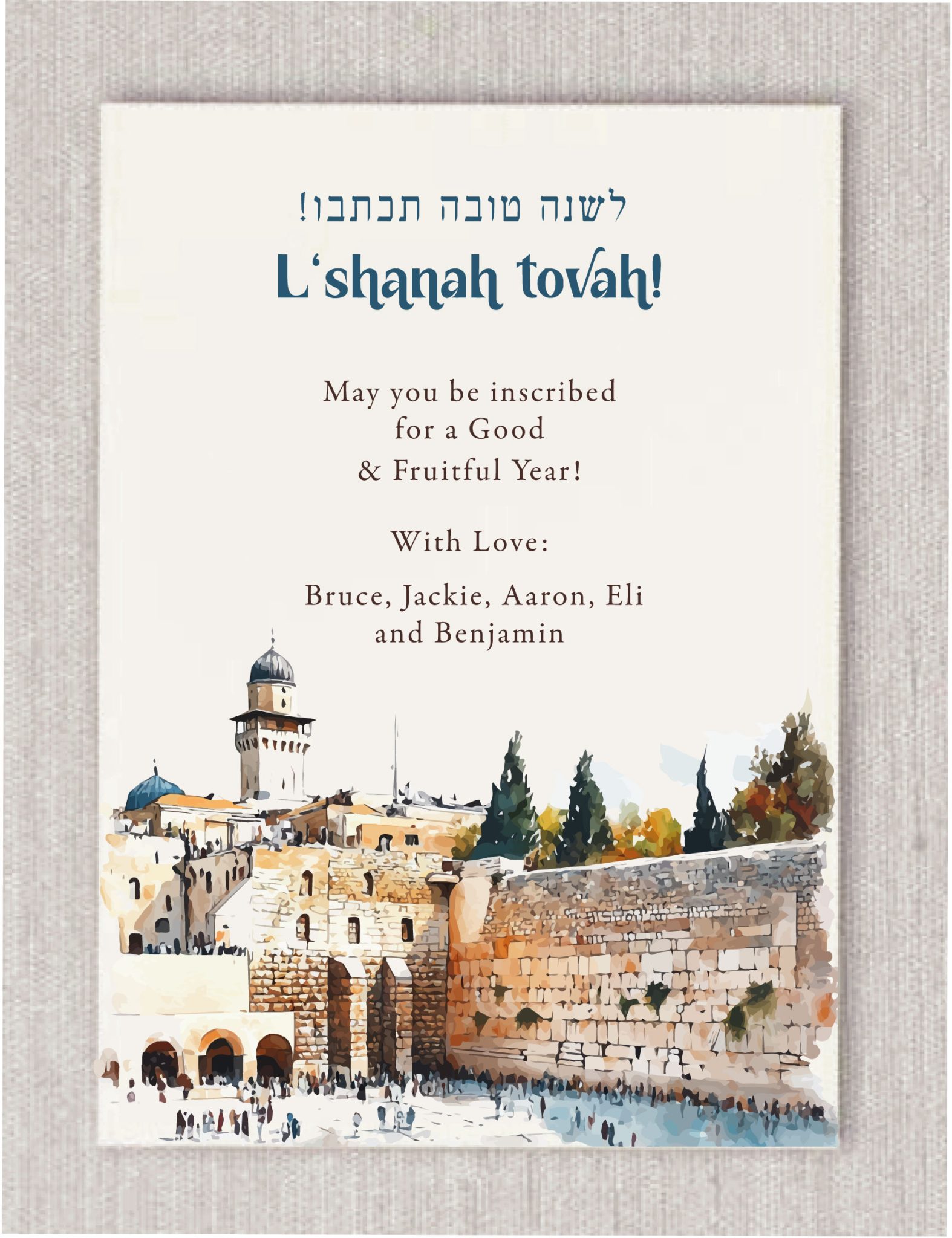 Jerusalem in Color Rosh Hashanah Cards