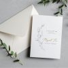 This Wispy Floral Jewish Wedding Card is a graceful way to celebrate a new marriage. The design features a delicate, climbing floral illustration alongside the timeless verse 