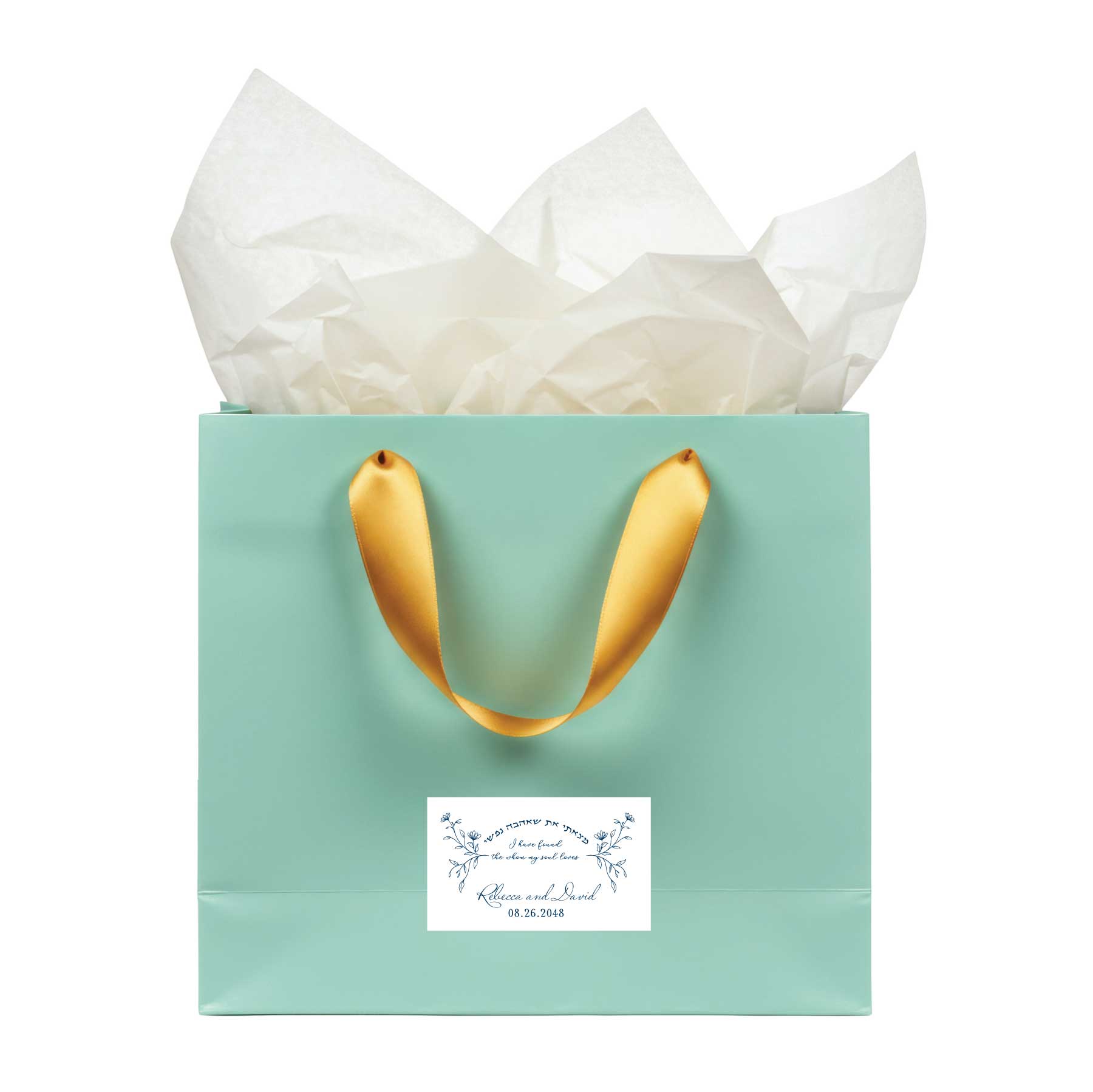 Elevate your event with our premium collection of Custom Jewish Stickers and Personalized Seals. Add that final professional touch to your Wedding, Bar Mitzvah, Bat Mitzvah, or any Jewish celebration. These are not just stickers; they are specifically designed Jewish stickers featuring elegant Hebrew or English typography that honors your traditions. A focus on fabulous Lovely Flower Jewish Wedding Invitations makes this wedding invitation a true representation of modern-day design along the Pasook: “Ani L’Dodi V’Dodi Li,” –  in Hebrew. Our high-quality stickers and Custom Address Labels are perfect for sealing Euro flap envelopes or labeling event favors with a cohesive look. We use professional printing to ensure your return address labels and seals never smear or smudge. Whether you need a Mazel Tov seal or a personalized mailing label, we provide the expert quality your milestone celebration deserves. These high quality stickers measure a generous 3.5" by 2.5" inches, making them the perfect size to showcase on your party favor goody bags.