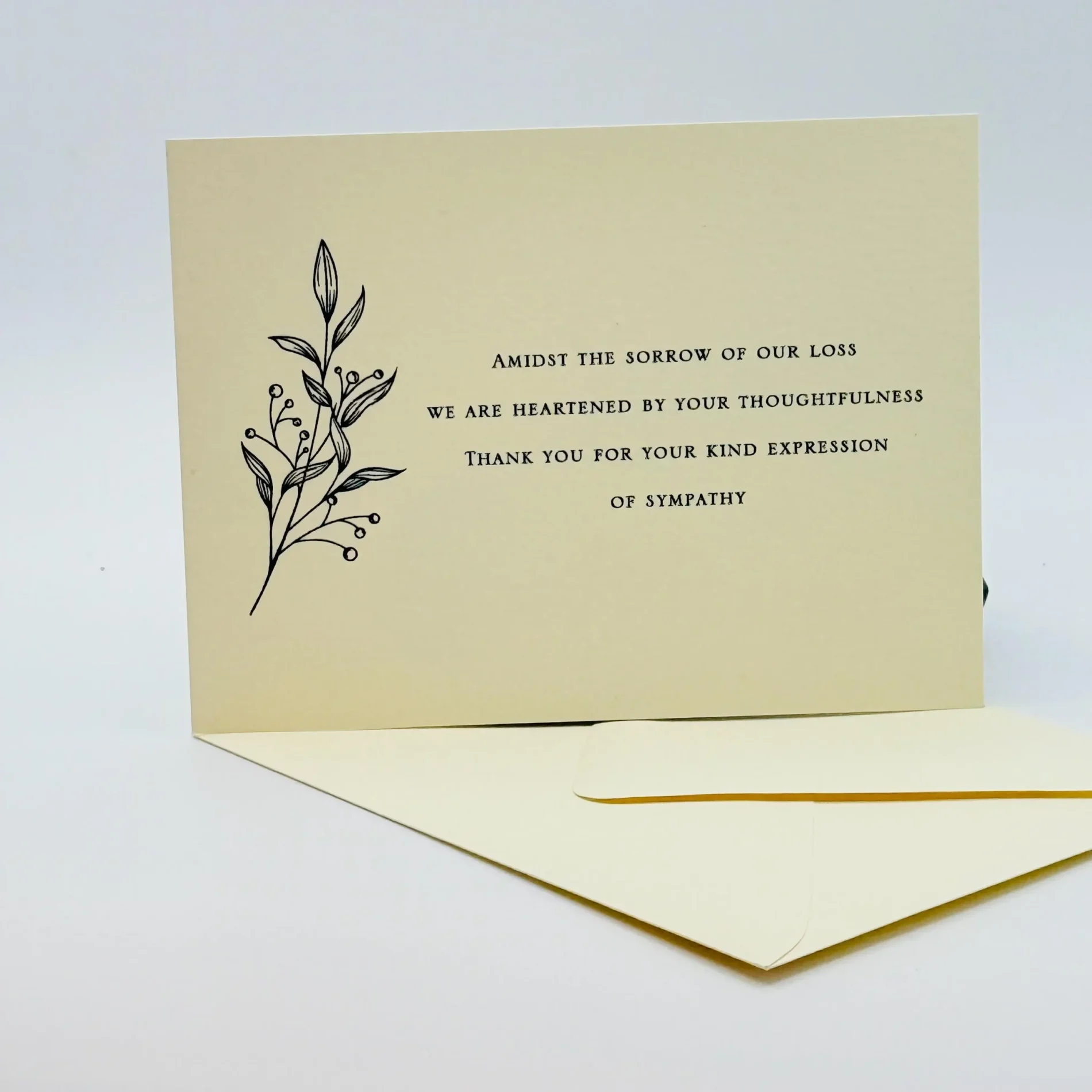 Introducing our Modern Floral Sympathy Cards, thoughtfully designed to offer grace and support during difficult times. Featuring a delicate, hand-sketched botanical illustration, these condolence cards come with matching envelopes, making them a timeless choice for expressing your heartfelt gratitude and sympathy.