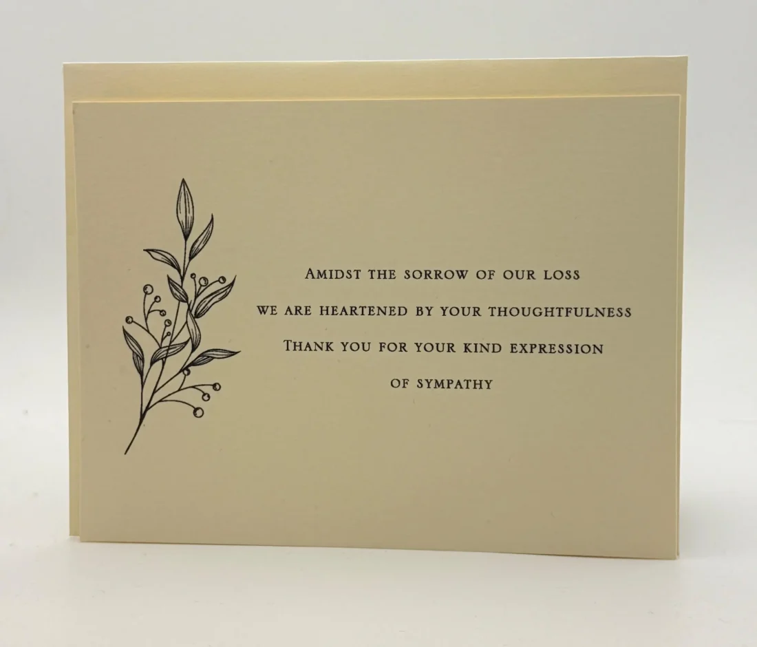 Introducing our Modern Floral Sympathy Cards, thoughtfully designed to offer grace and support during difficult times. Featuring a delicate, hand-sketched botanical illustration, these condolence cards come with matching envelopes, making them a timeless choice for expressing your heartfelt gratitude and sympathy.