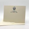 Cream-colored invitation card with navy blue lion head and Star of David logo, featuring Hebrew text and