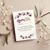 Send warm New Year wishes with this elegant Rosh Hashanah greeting card featuring rich red pomegranates and delicate green leaves framing a beautiful L'Shanah Tovah script. The card reads לשנה טובה ומתוקה / L'Shanah Tovah — Wishing You a New Year That is Fruitful and Sweet, Filled with Everything That Means the Most to You.