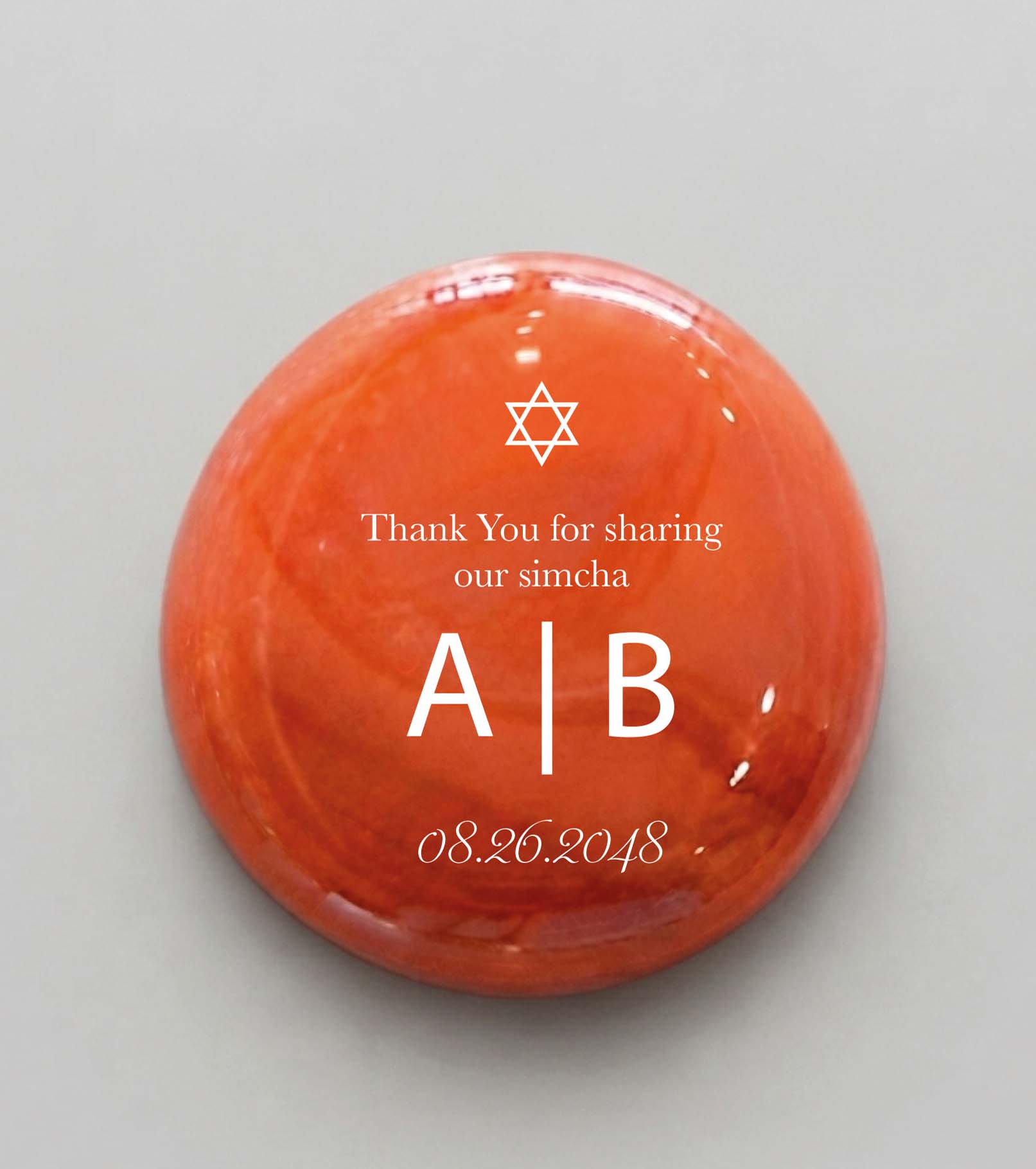 Monogram Star of David Printed Glass Stones